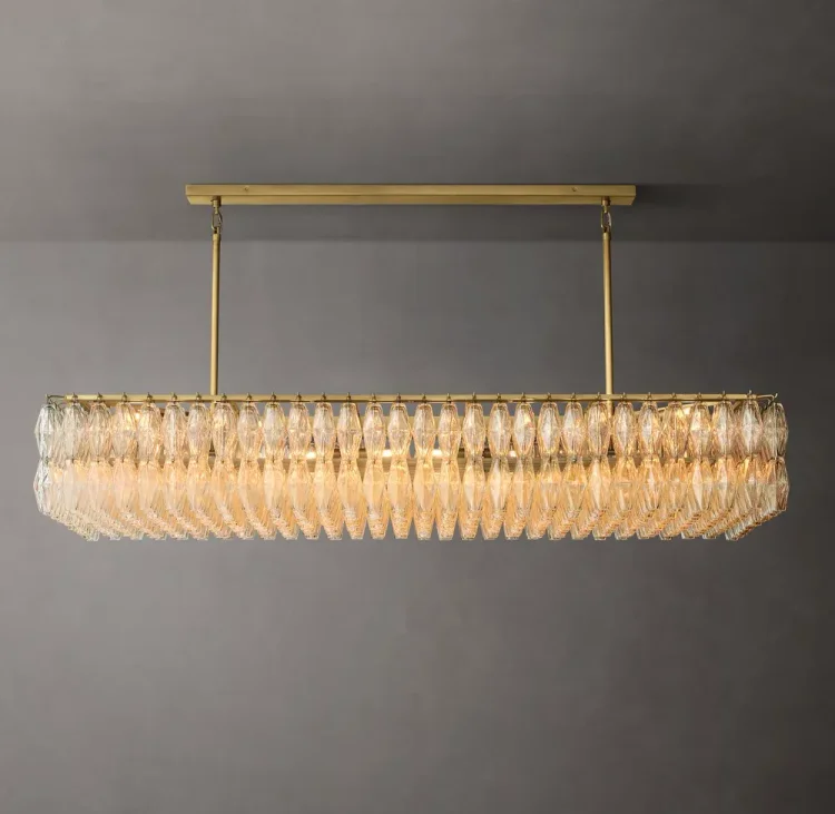 Chiaray Clear Glass Rectangular Chandelier 74" Vjlight