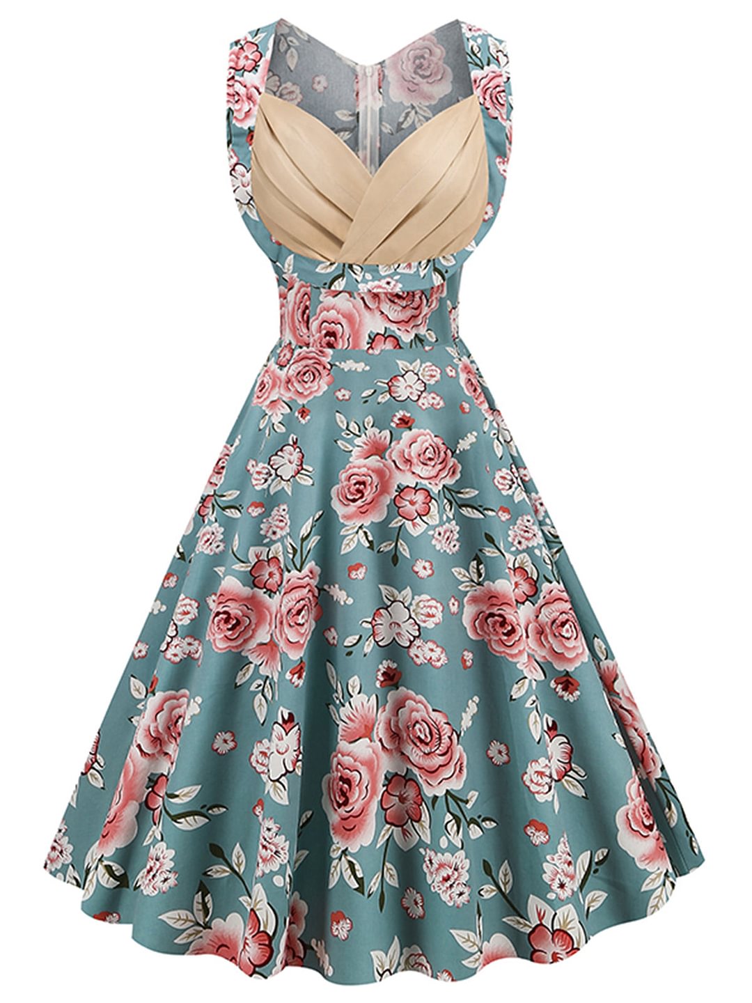 1950s Floral Patchwork Swing Dress