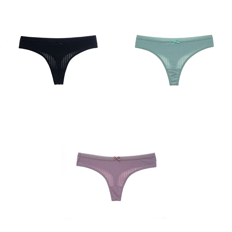 3PCS/Set G-string Panties Cotton Women's Underwear Sexy Pantie Female Underpants Thong Solid Color Panty Lingerie M-XL Hot Sale