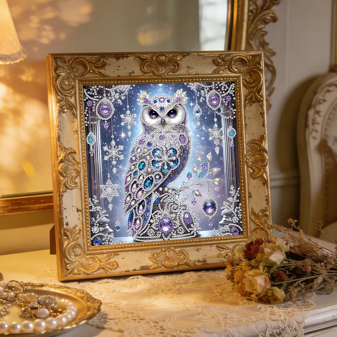 Diamond Painting - Partial Special Shaped Drill - Crystal Snow Owl(Canvas|30x30cm)