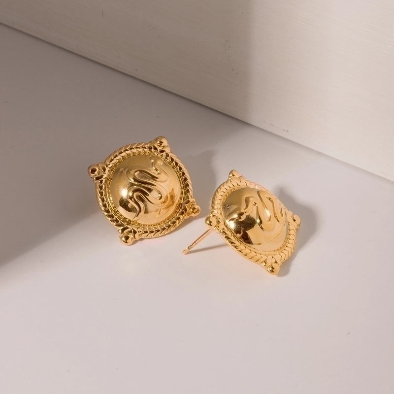 IG Style Snake 304 Stainless Steel 18K Gold Plated Rings Earrings