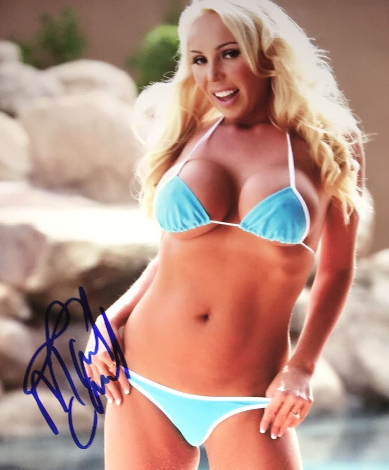 Mary Carey In A Blue Bikini Signed 8x10 Autographed Photo Poster painting Adult Model COA E2