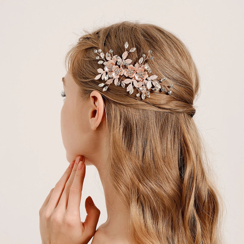 Elegant Bridal Women’s Flower Alloy Diamond Insert Comb