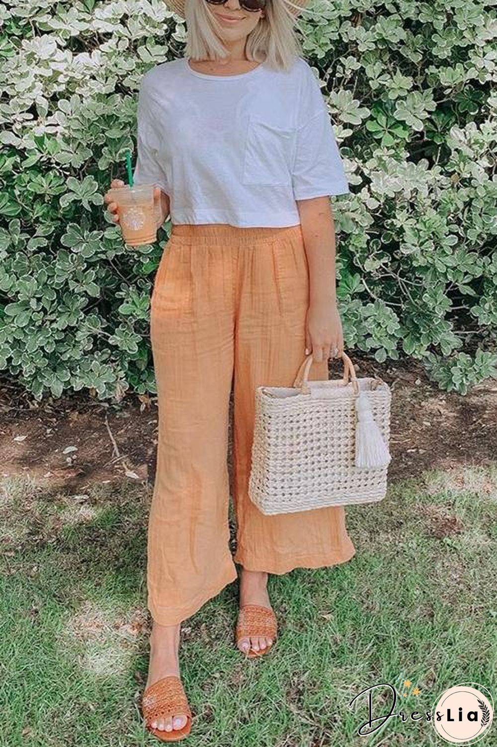 Pockets Linen Loose Pants