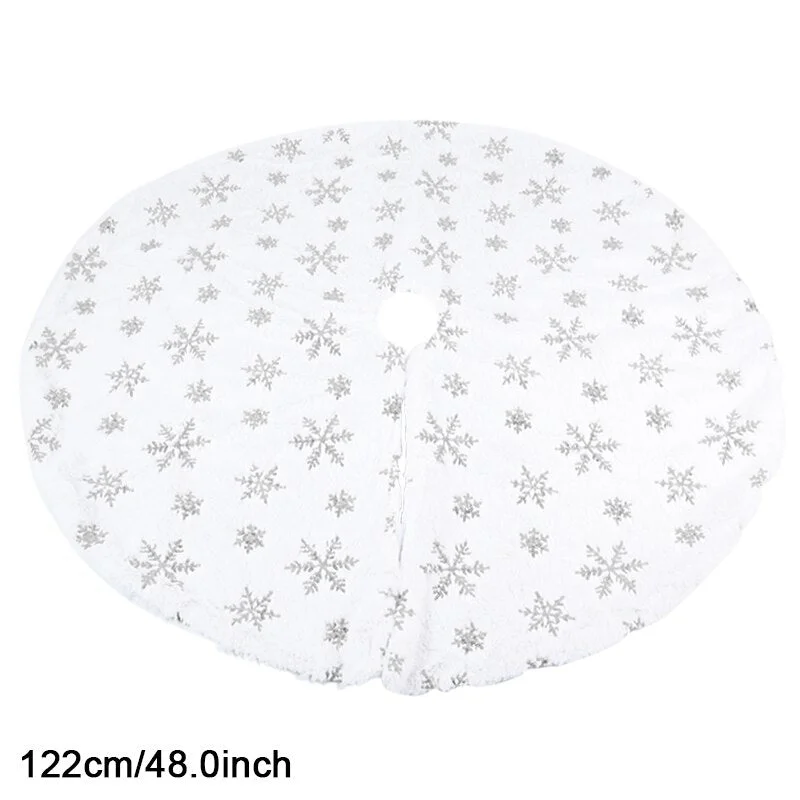 White Christmas Tree Skirt Plush Faux Fur Xmas Tree Carpet Merry Christmas Tree Decorations Ornament New Year Navidad Home Decor