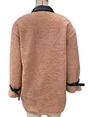 Stylish Leather Contrast Color Zipper Lambskin Warmth Fashion Jacket