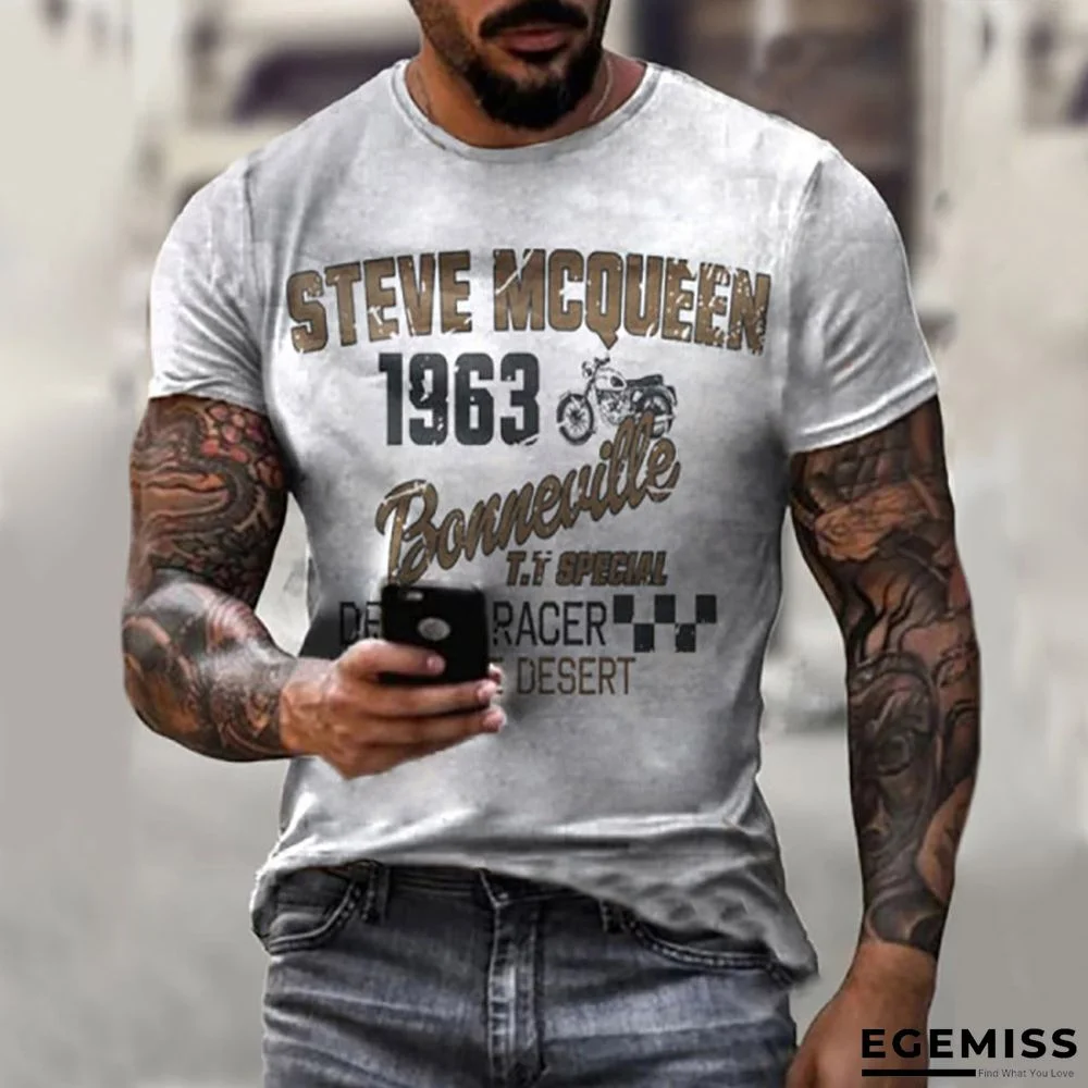 Men's Trim Lettered Men's Fashion Printed T-shirt | EGEMISS
