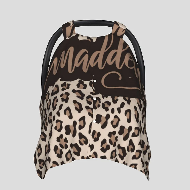 Personalized Baby Leopard Print Car Seat Canopy for Comfort & Unique| C31