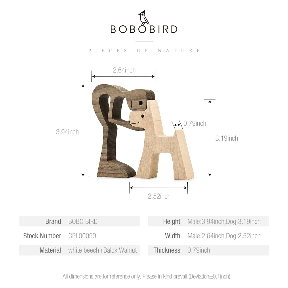 Puppy Family Wood Dog Carving Ornaments Decoration Home Decor Figurine Desktop Table Ornament Sculptures For Dog Pet Lover Gifts