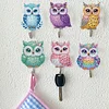 6pcs/set DIY Special-shaped Diamond Painting Wall-mounted Key Hook Kit (Owl)