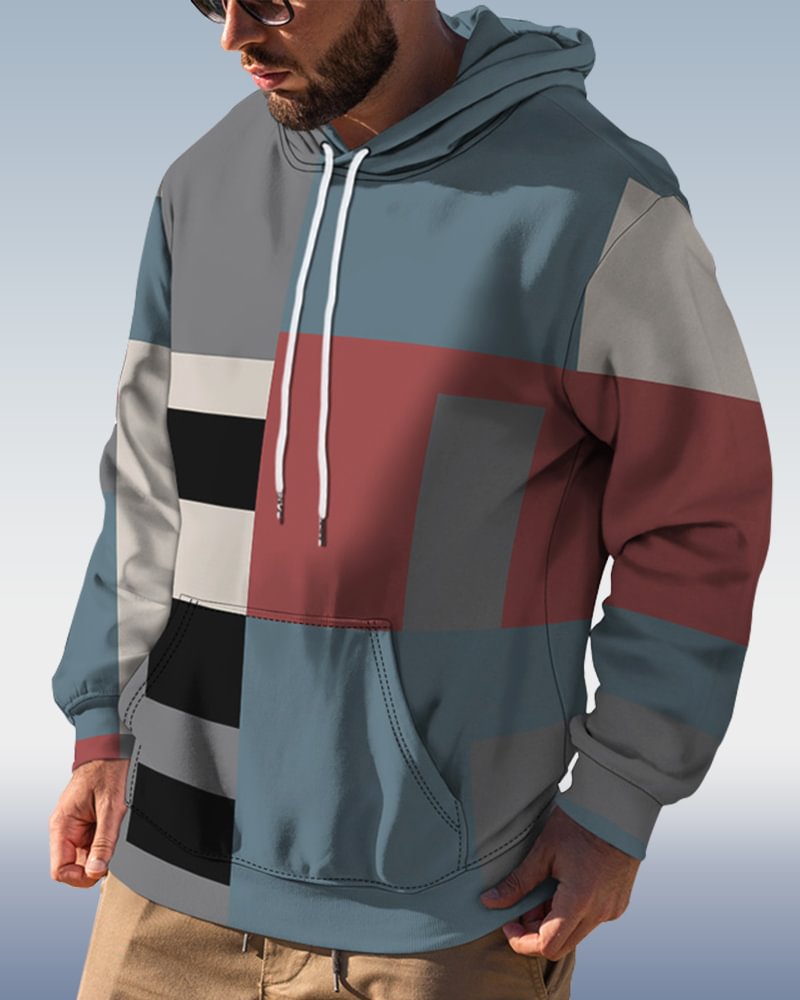 Men's Geometric Colorblock Hoodie