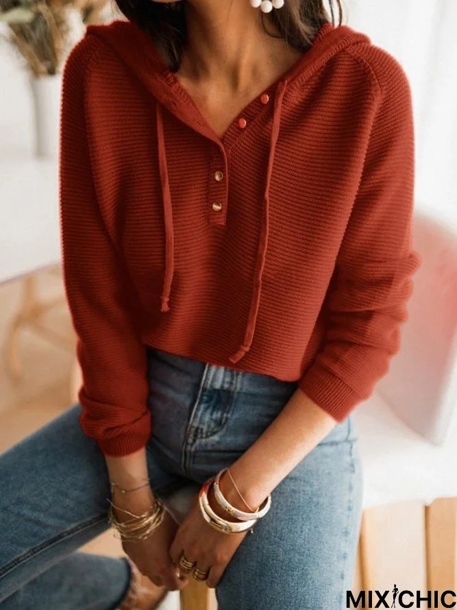 Caramel Black Red Loosen Basics Sweater