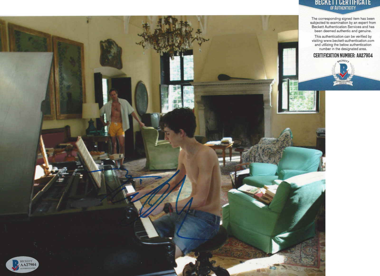 TIMOTHEE CHALAMET SIGNED CALL ME BY YOUR NAME 8x10 MOVIE Photo Poster painting I BECKETT BAS COA