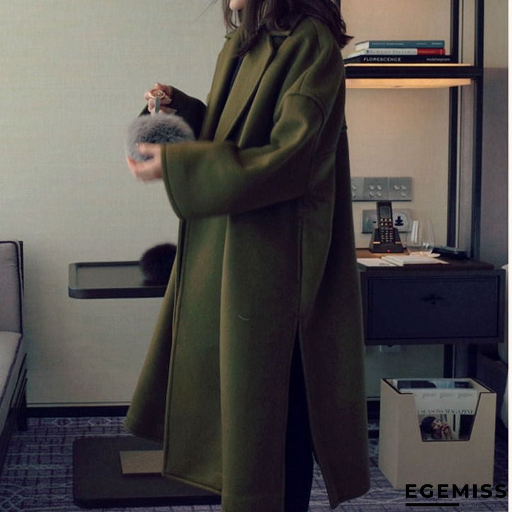 Autumn And Winter Woolen Loose Medium and Long Coat Women | EGEMISS