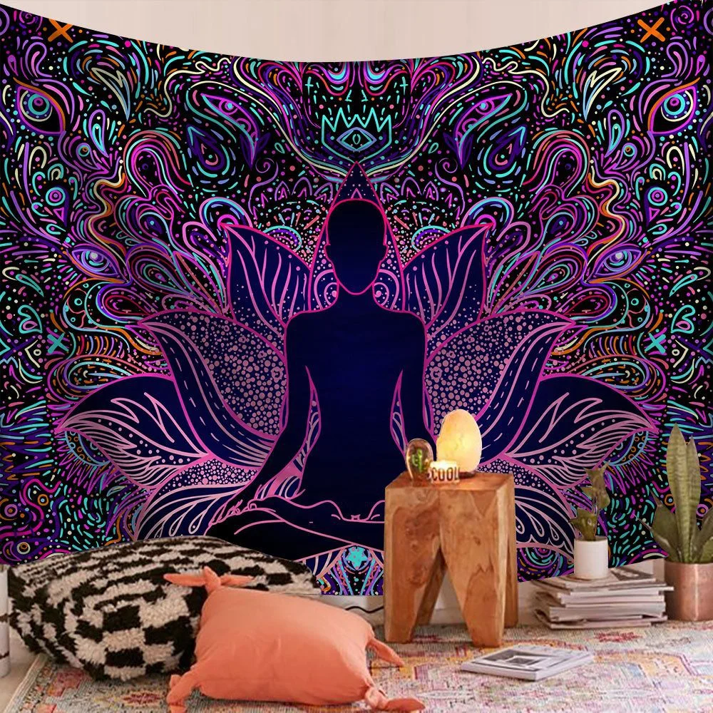 India Mandala Tapestry Wall Hanging Boho Decor Wall Cloth Tapestries Psychedelic Hippie Night Moon Tapestry Mandala Wall Carpet