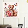 Papillon Et Ours Fleur-Drille Ronde Peinture Diamant-30*30CM