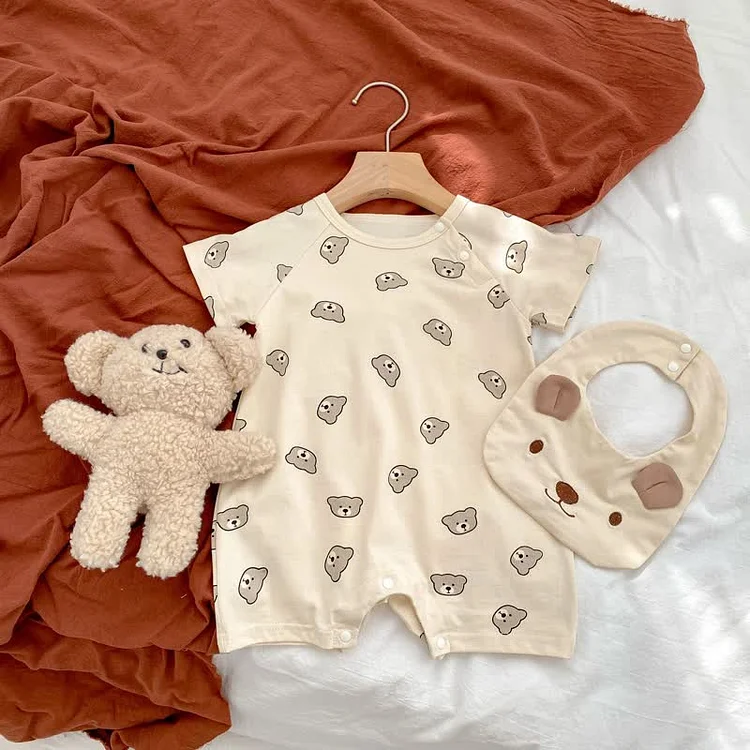 Baby Bear Casual Romper with Bib