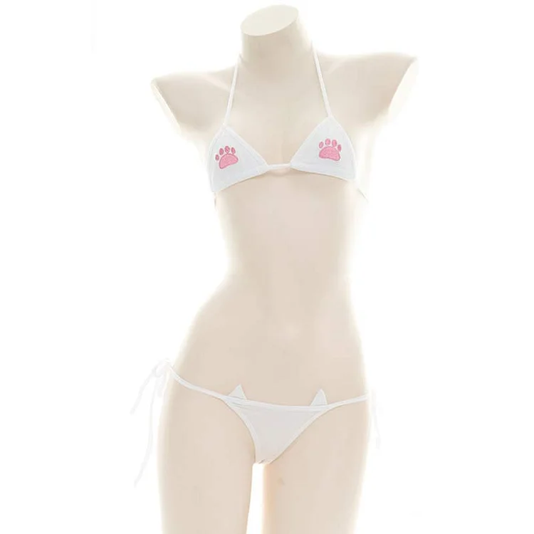 Cat Claw Embroidery Bikini Lingerie Set - Modakawa Modakawa