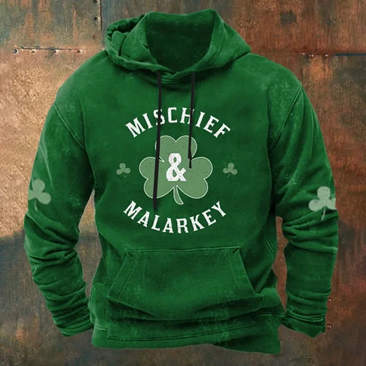 Wearshes Men'S St. Patrick'S Day Mischief And Malarkey Printed Hoodie