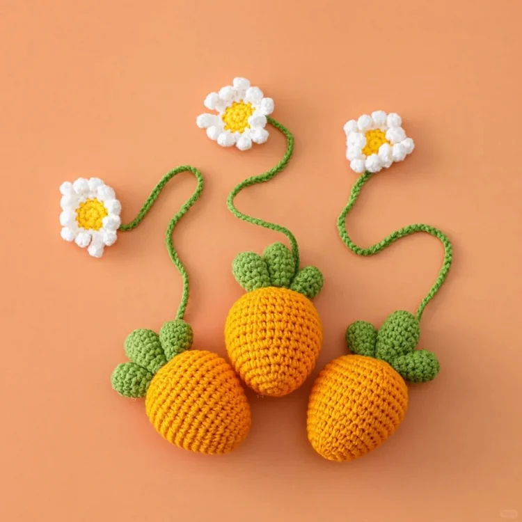  Lulusnow Handmade  Crochet Carrot Curtain Tie Baby Shower Birthday Gift Home Decoration BacksNursery Decoration