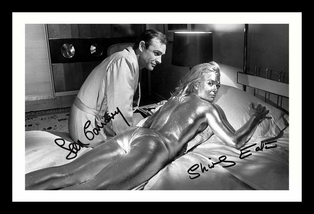 Sean Connery & Shirley Eaton - James Bond Goldfinger Signed & Framed Photo Poster painting