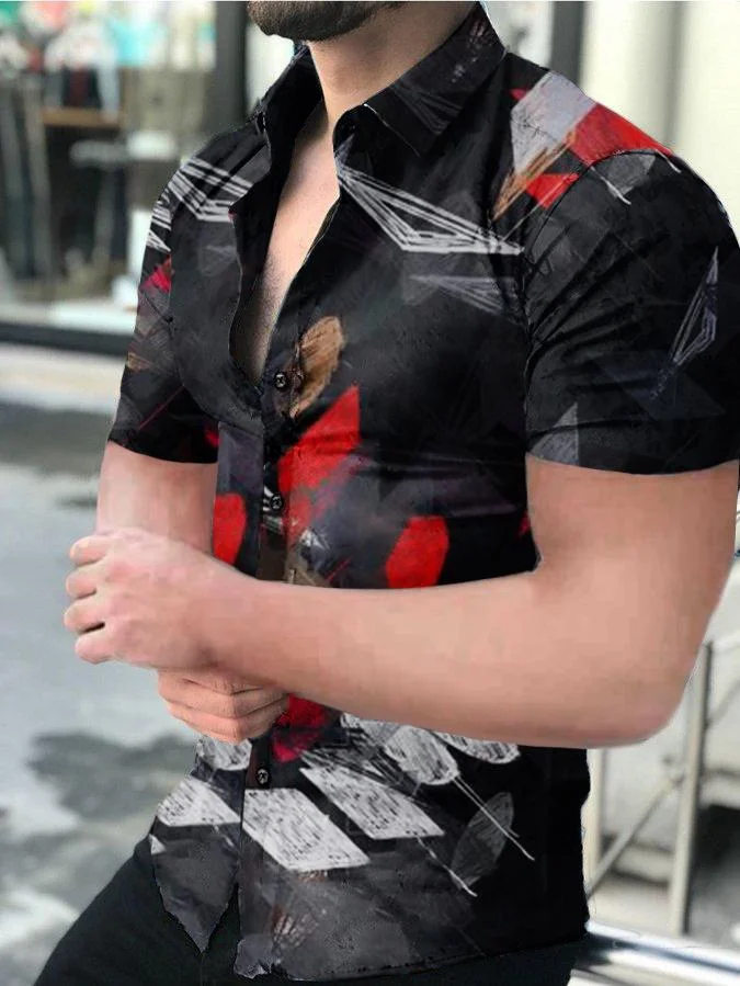 Men's Casual Printed Short-Sleeved Shirt24
