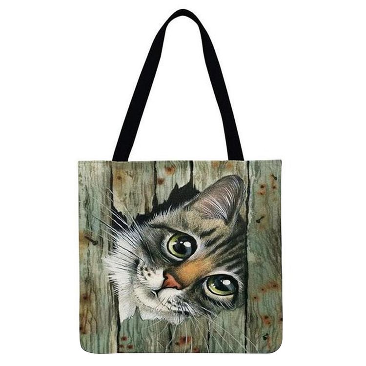 Linen Tote Bag - Cute Cat