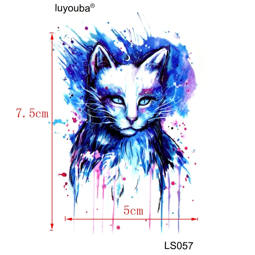 White Cat Waterproof Temporary Tattoos Men Maquiagem harajuku Henna Tatoo Men Flash Tattoo Kids kit fake Tattoo Men