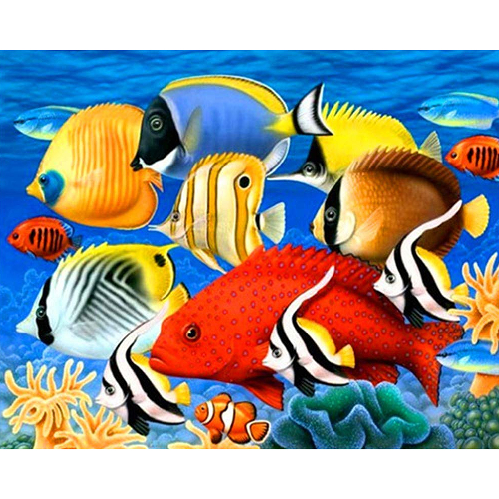 

40*30CM - Colorful Fish - Round Drill Diamond Painting, 501 Original