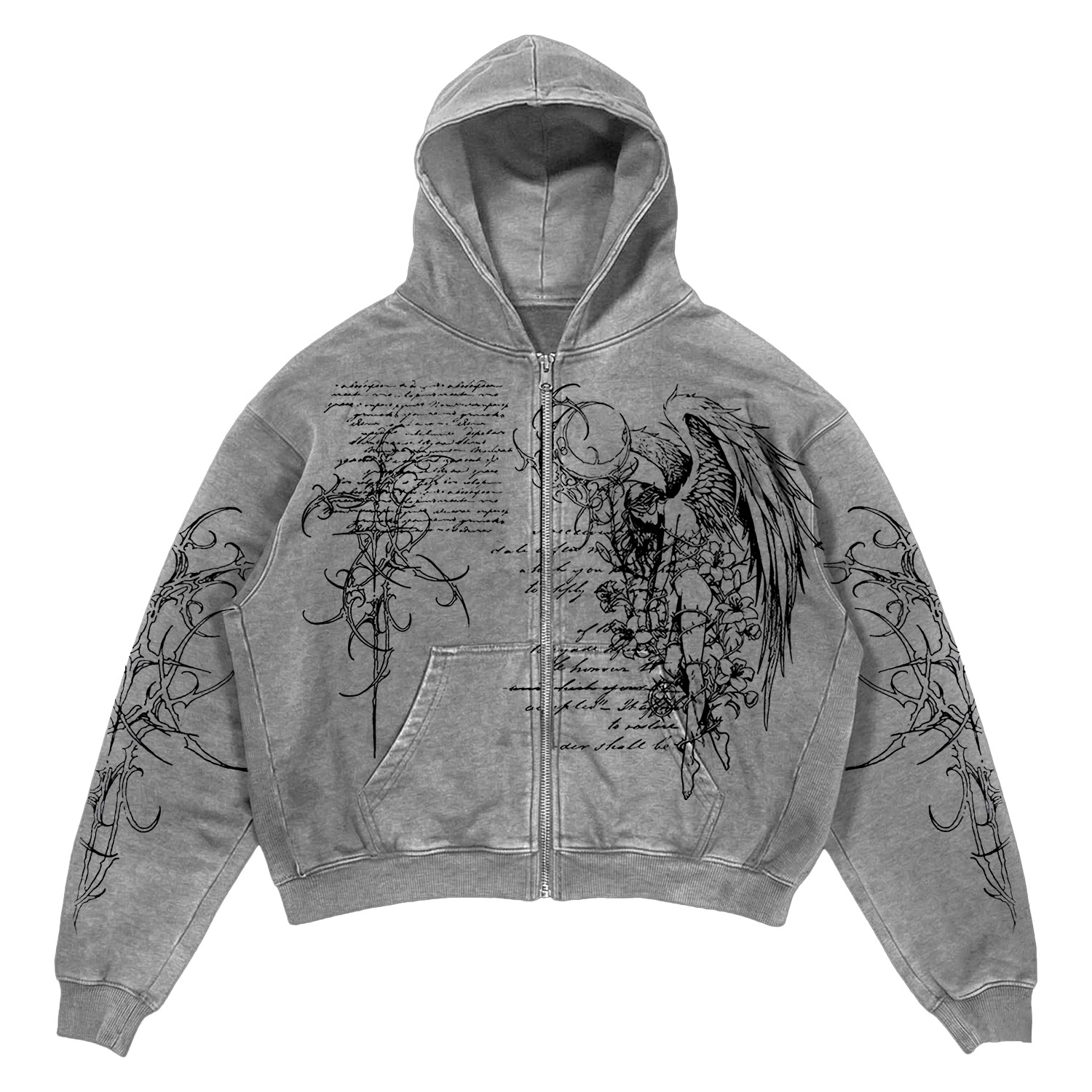 Holy Wing Scroll Zip-Up Hoodie