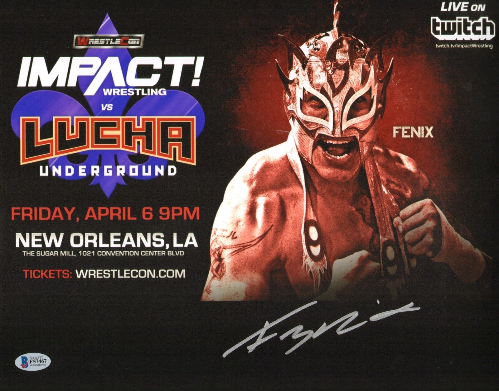 Rey Fenix Signed 11x14 Photo Poster painting BAS Beckett COA AAA Lucha Libre Impact Wrestling 67