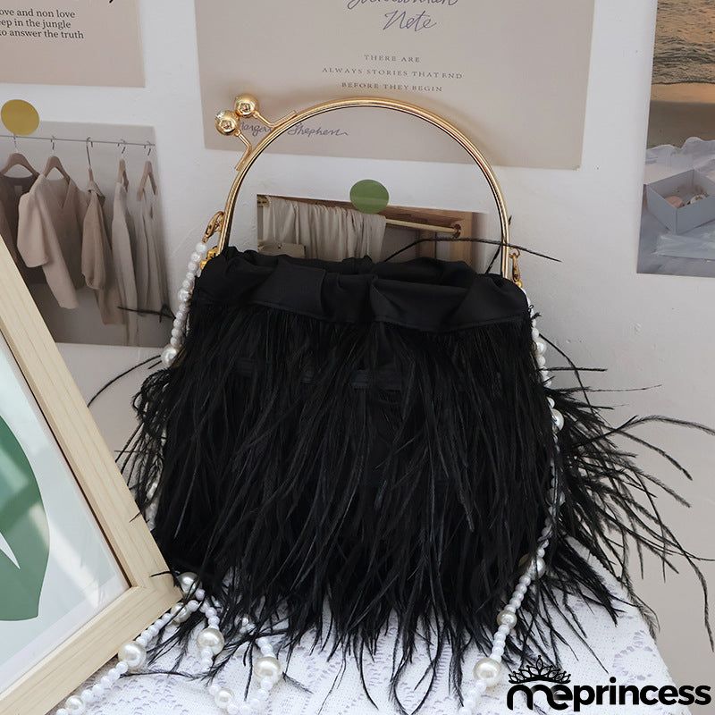Casual Daily Party Solid Patchwork Feathers Bags