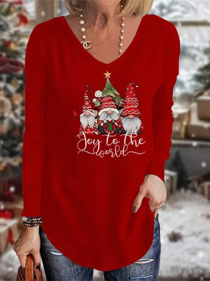 Women's Long Sleeve Scoop Neck Graphic Printed Tops