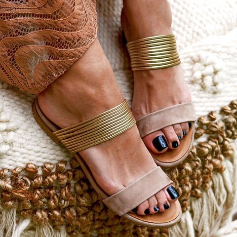 Women Sandals Rome Sandals Women's Shoes New Summer Hot Retro Flock&PU Sandals Womens Gladiator Ladies Party Office Beach Slides