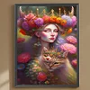 Diamond Painting-DIY Full Round Drill Flower Fairy Cat