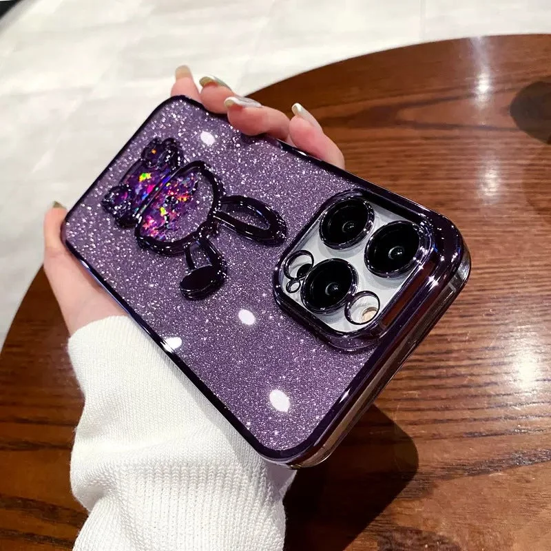 Slope Glitter Quicksand Rabbit Case for iPhone