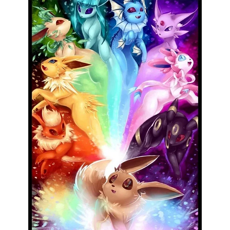 Pokemon - Eevee And Its Evolution Forms - Printed Cross Stitch 11CT 40*50CM