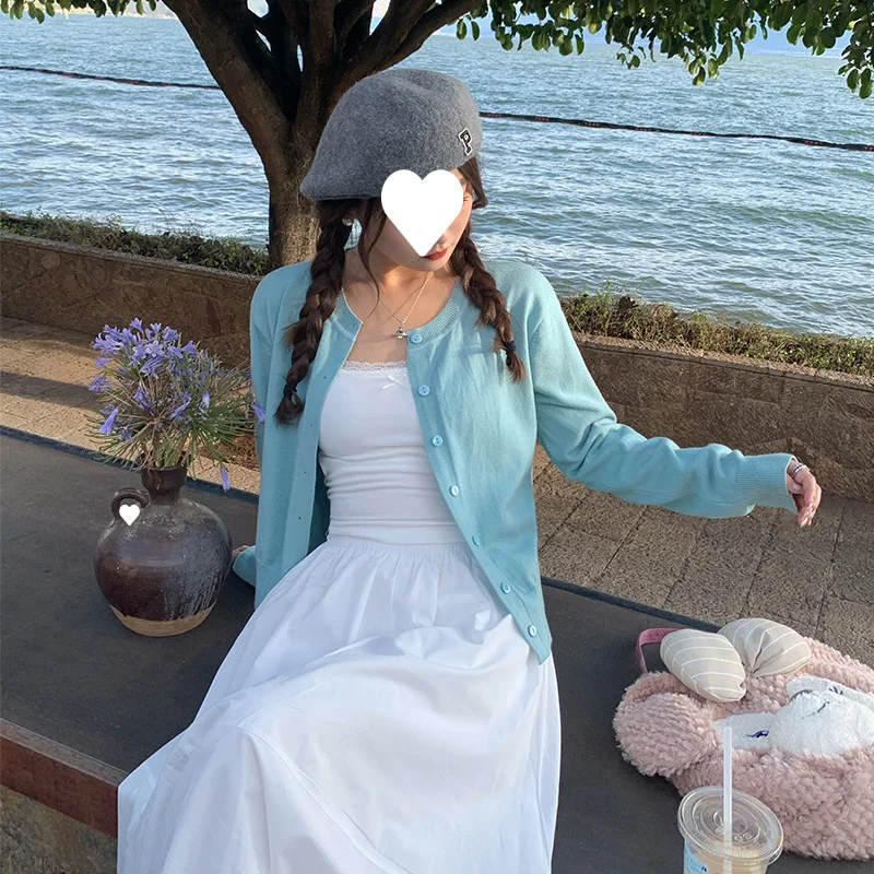 Uveng Uveng Cardigan Women 2025 Early Spring New Coat Yellow Coat Autumn High-End Small Sweater