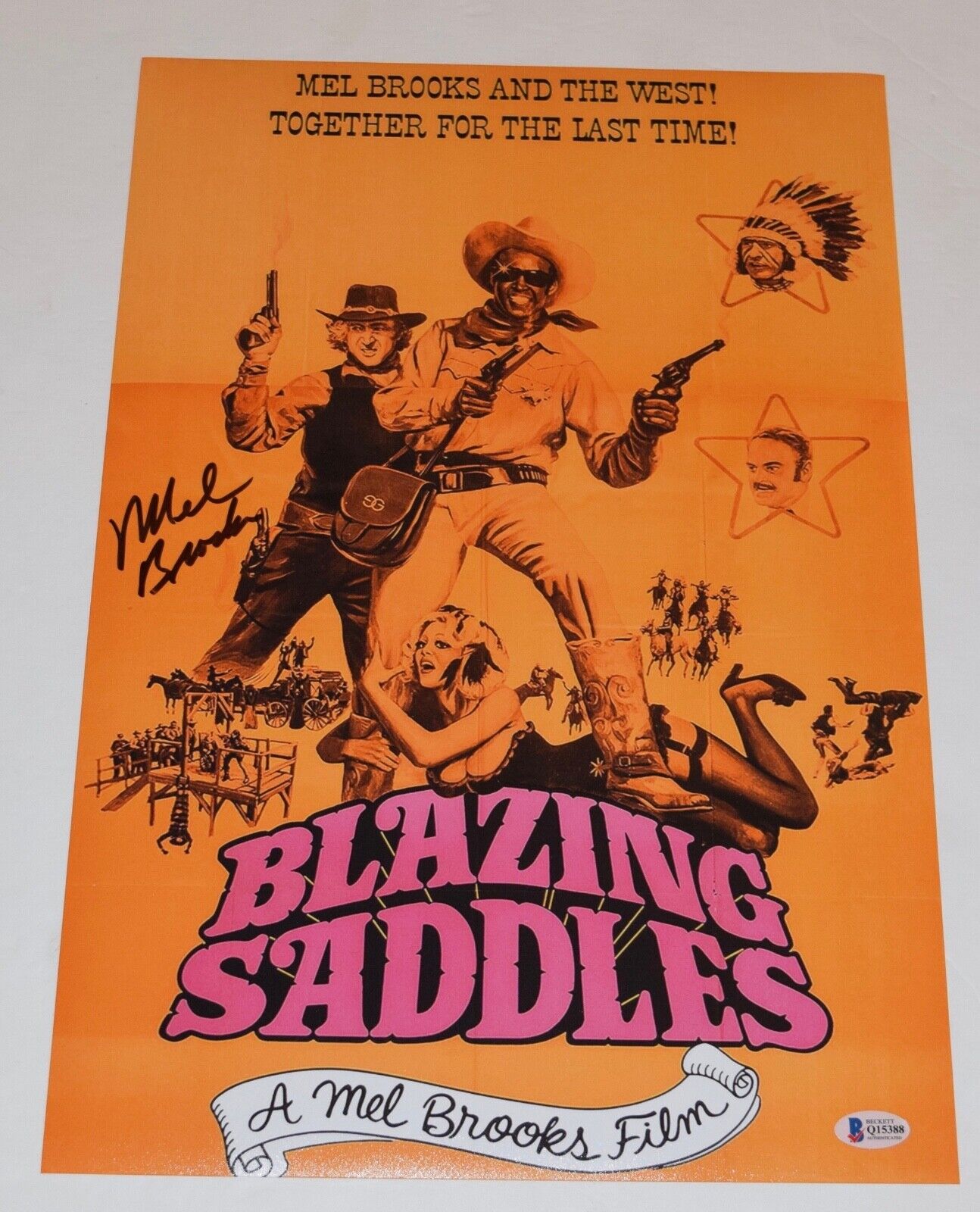 Mel Brooks Signed Autographed 12x18 Poster Photo Poster painting Blazing Saddles Beckett BAS COA