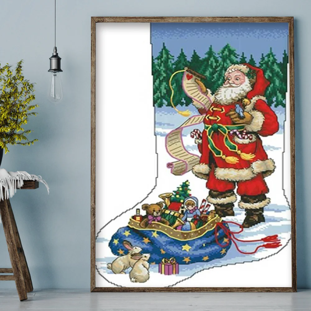 11CT Partial Stamped Cross Stitch - Stocking(Canvas|40*50CM)