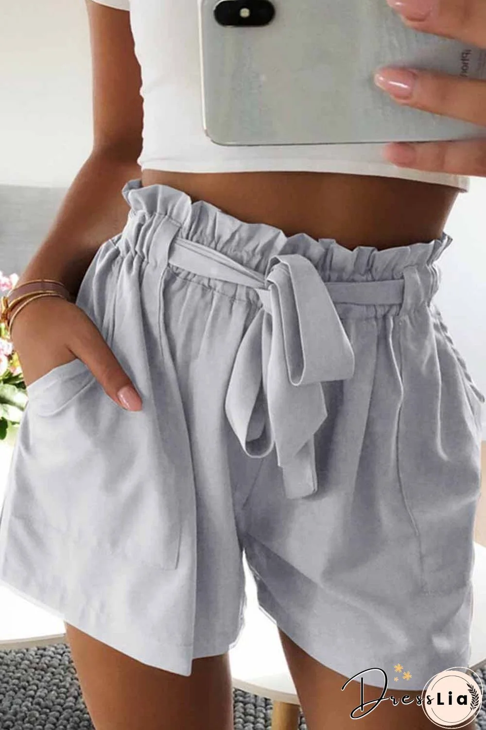 Casual Elastic Wide Leg Strap High Waist Shorts