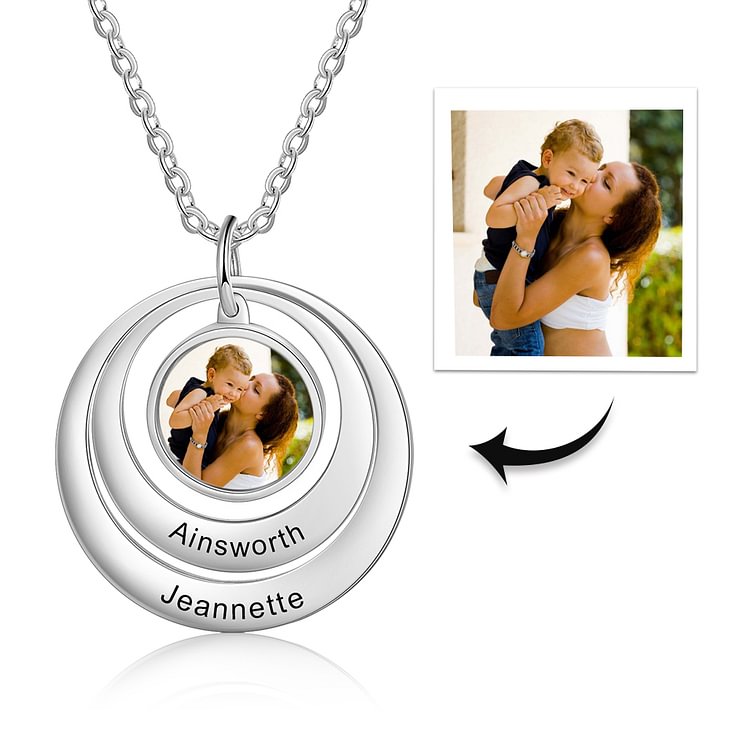Family Picture Necklace with 2 Names