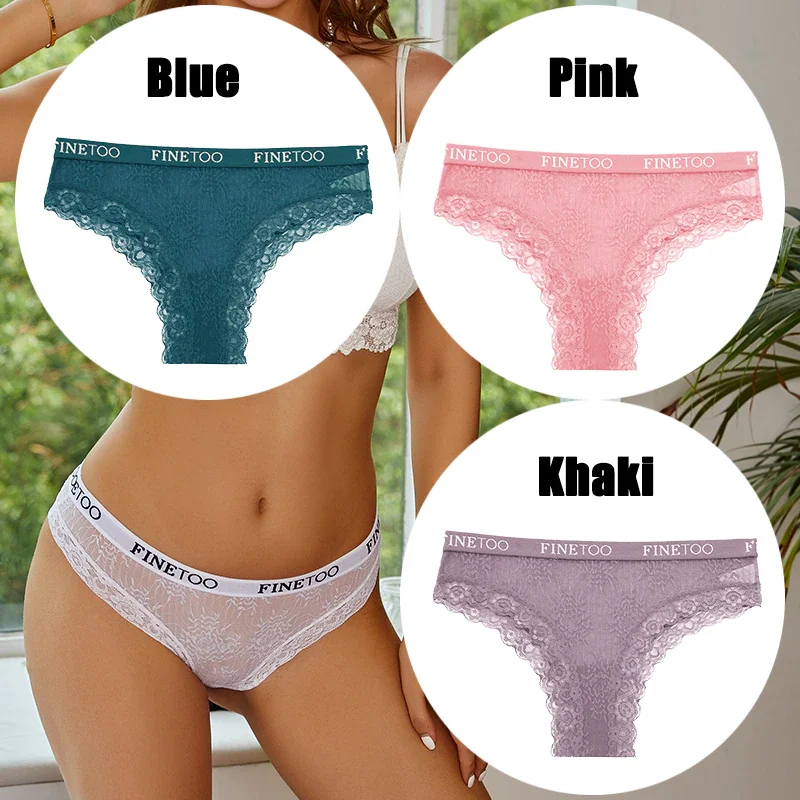 Billionm FINETOO Women Sexy Lace Panties Floral Perspective Underwear Intimates Brazilian Pant Female Breathable Thong Soft Lingerie