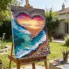 Framed Love Beach-Paint By Numbers Acrylic Painting 30*40Cm With Color Box 5Ml（18Colors）