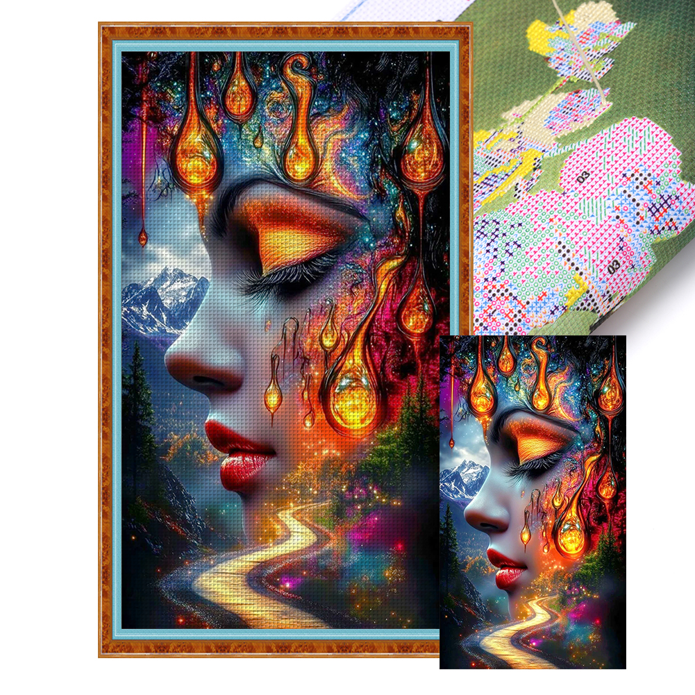 Girl Scenery Full 11CT Pre-stamped Canvas(40*70cm) Cross Stitch