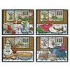 (4pcs) Window Season-14CT Stamped Cross Stitch 21*19cm(Bundle Sale)