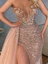 Sexy Off-The-Shoulder Sequined Split-Side Mesh Backless Evening Maxi Dress