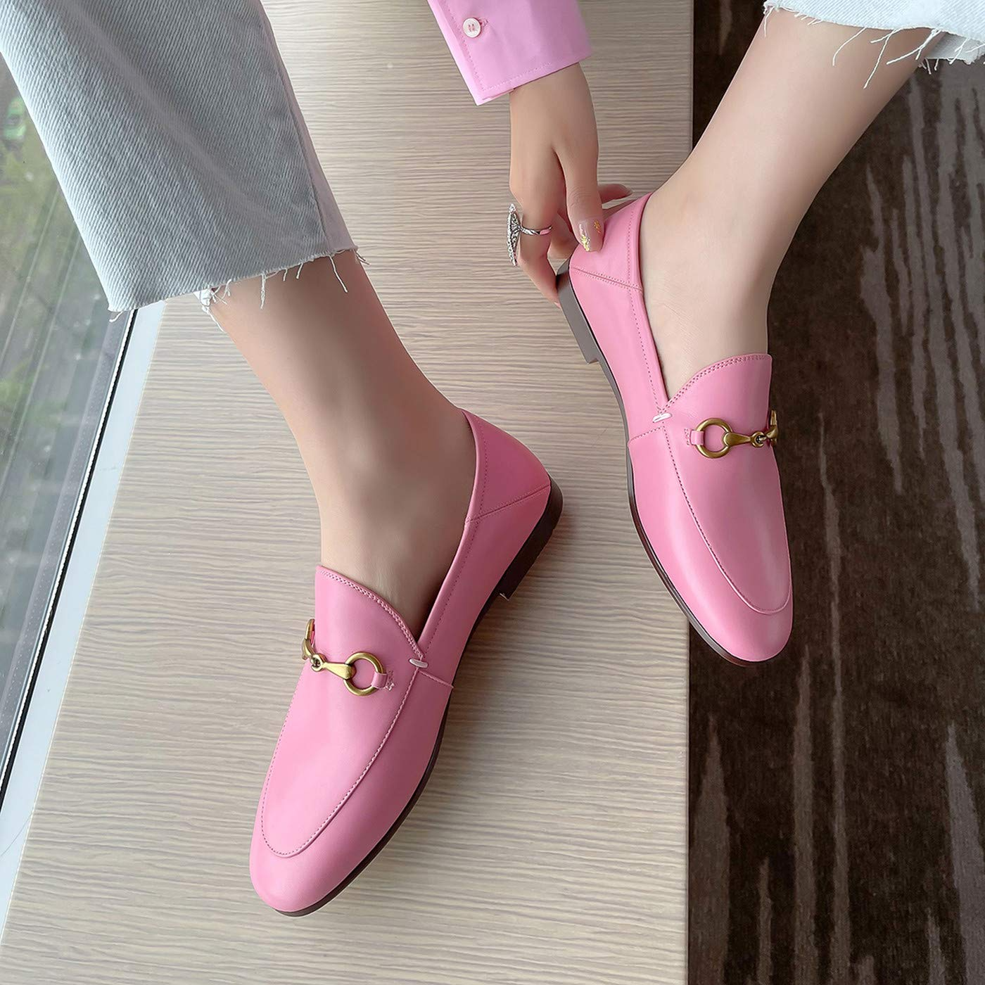 Women's Loafers Low Heel Flats Lady Work Mules Shoes-vocosishoes