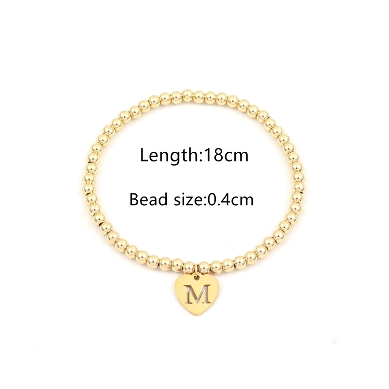 304 Stainless Steel Copper Beaded Letter Heart Shape Bracelets