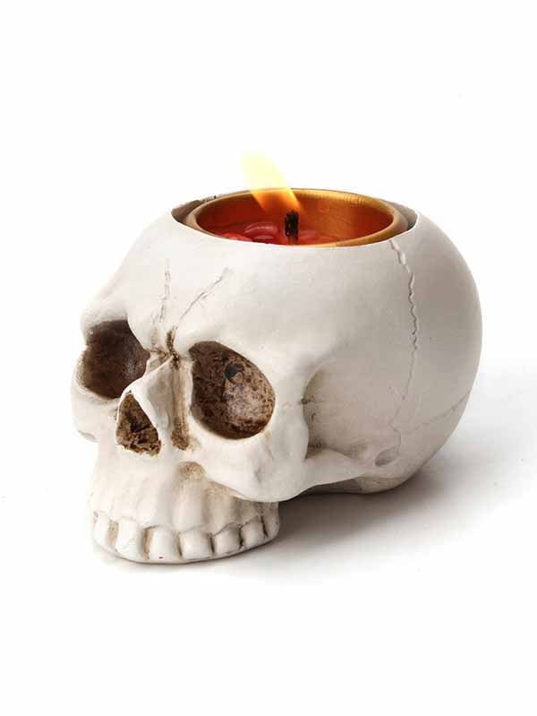 Skull Halloween Candle Holder Resin Decorative-elleschic